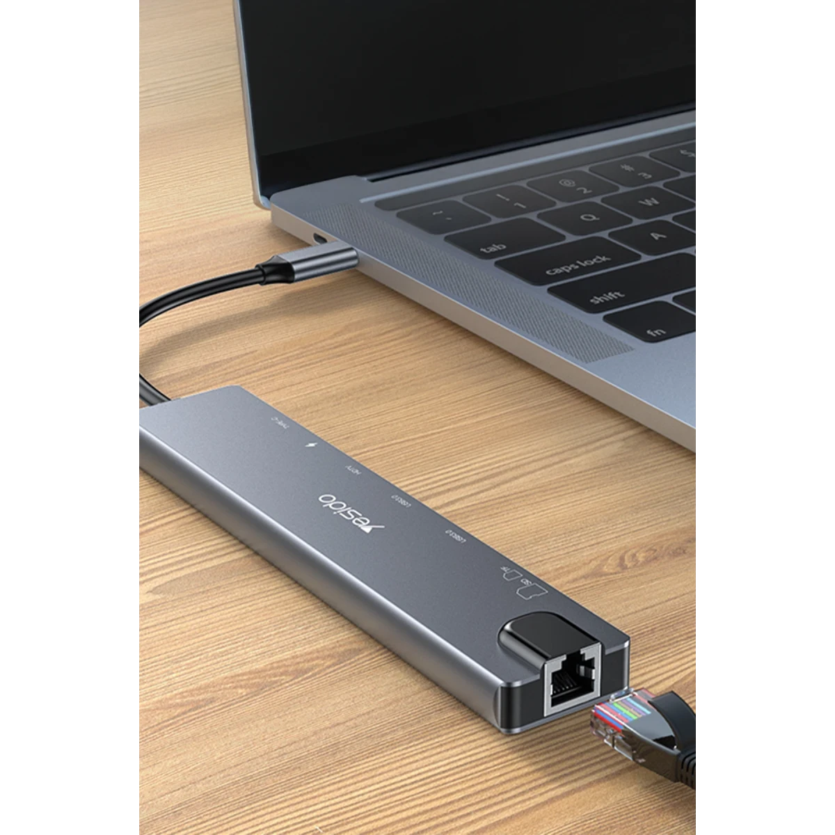 Yesido HB27 8in1 100W PD 1 GBPS Ethernet 4K Hub Dönüştürücü - Siyah