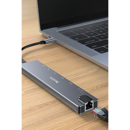 Yesido HB27 8in1 100W PD 1 GBPS Ethernet 4K Hub Dönüştürücü - Siyah