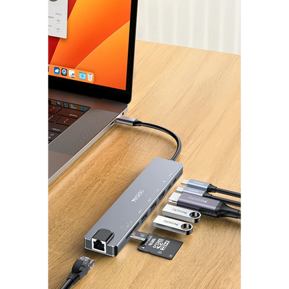 Yesido HB27 8in1 100W PD 1 GBPS Ethernet 4K Hub Dönüştürücü - Siyah