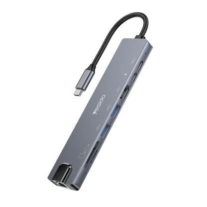 Yesido HB27 8in1 100W PD 1 GBPS Ethernet 4K Hub Dönüştürücü - Siyah