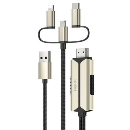 Yesido HM14 2m FHD 3in1 to HDMI Kablo - Gold