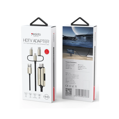 Yesido HM14 2m FHD 3in1 to HDMI Kablo - Gold