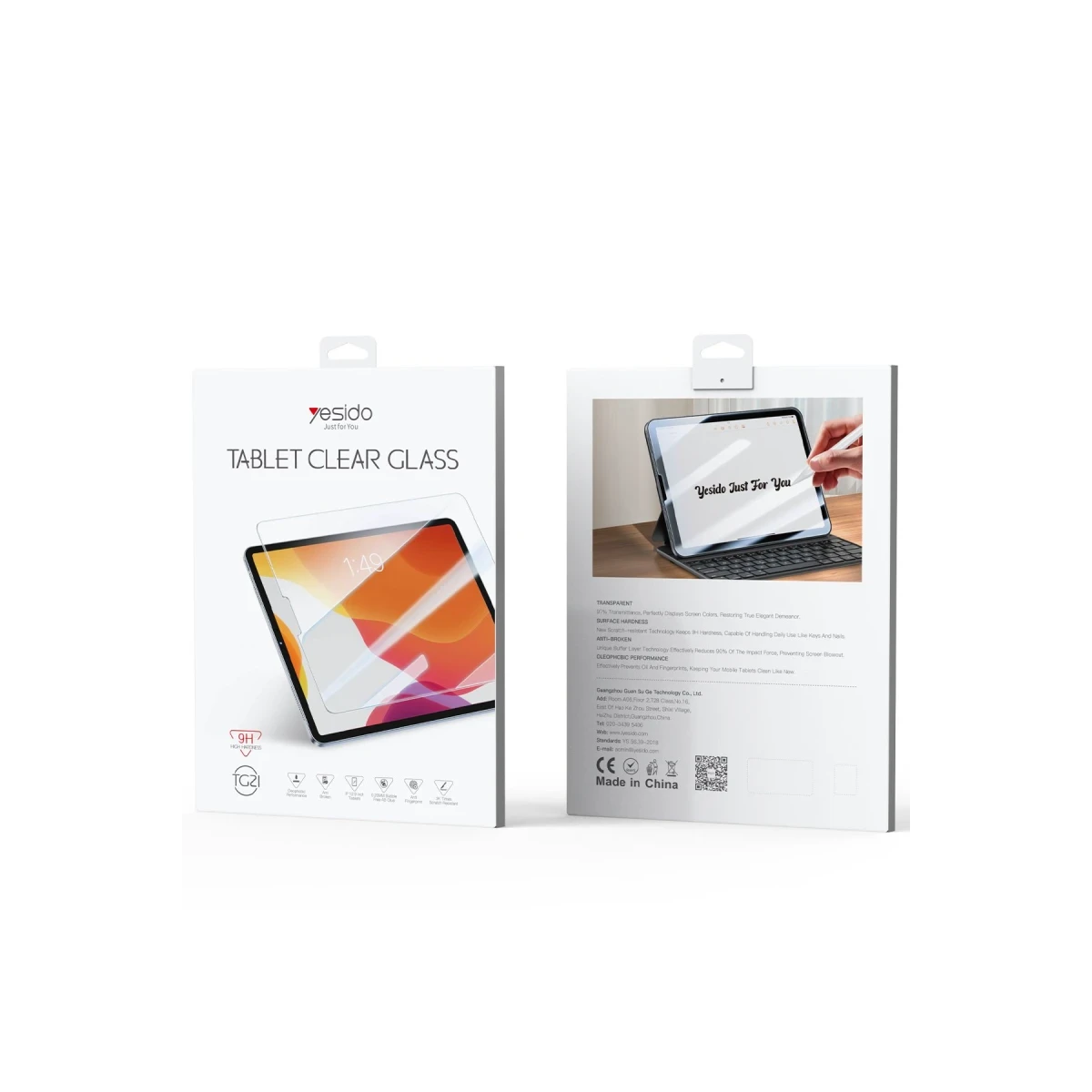 Yesido Apple TG20 iPad Pro 12.9 (2022) Clear Tablet Cam Ekran Koruyucu - Şeffaf
