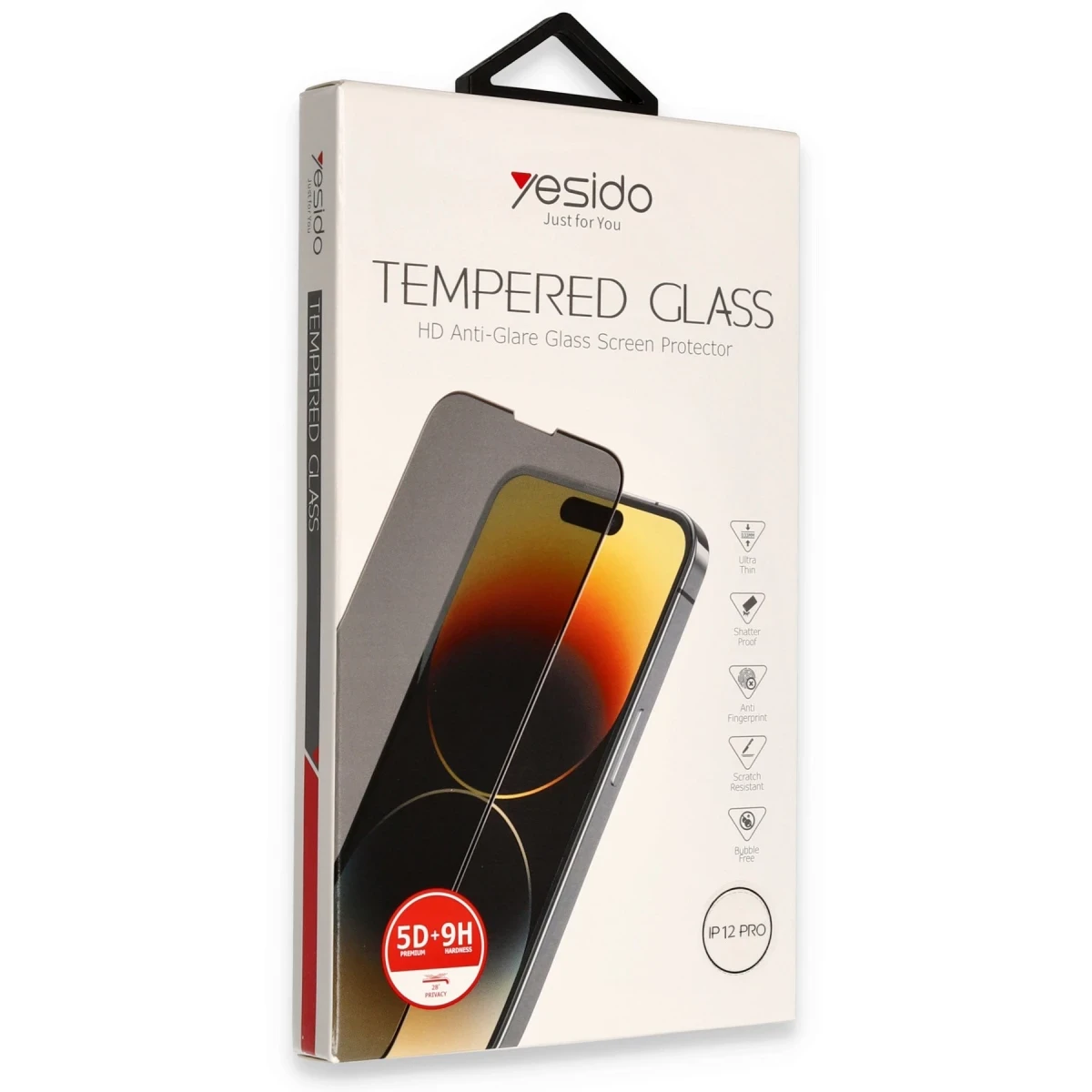 Yesido Apple iPhone 12 Pro TG13 5D Hayalet Cam Ekran Koruyucu - Siyah
