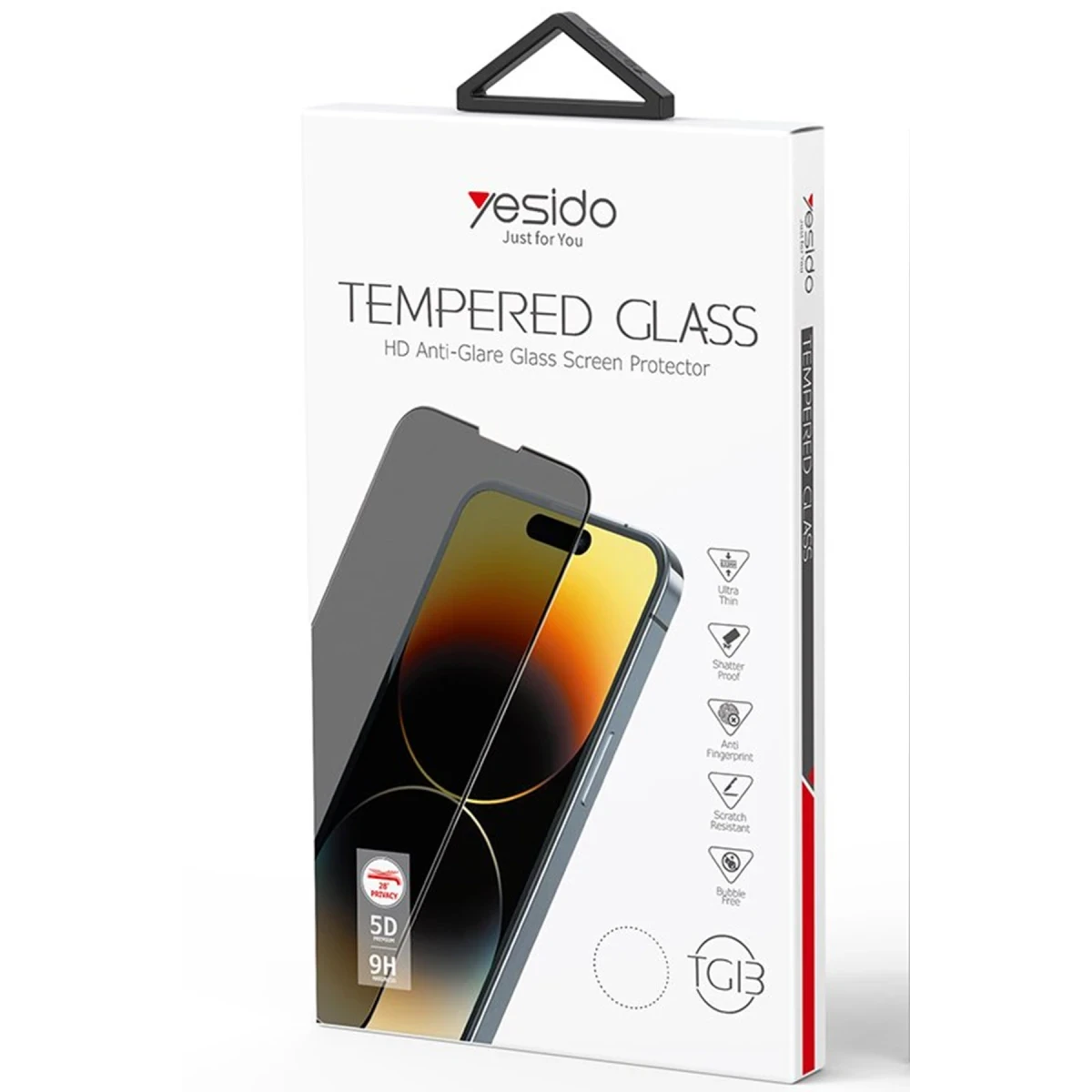 Yesido Apple iPhone 12 Pro Max TG13 5D Hayalet Cam Ekran Koruyucu - Siyah