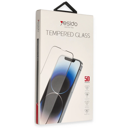 Yesido Apple iPhone 15 Plus TG12 5D Cam Ekran Koruyucu - Siyah