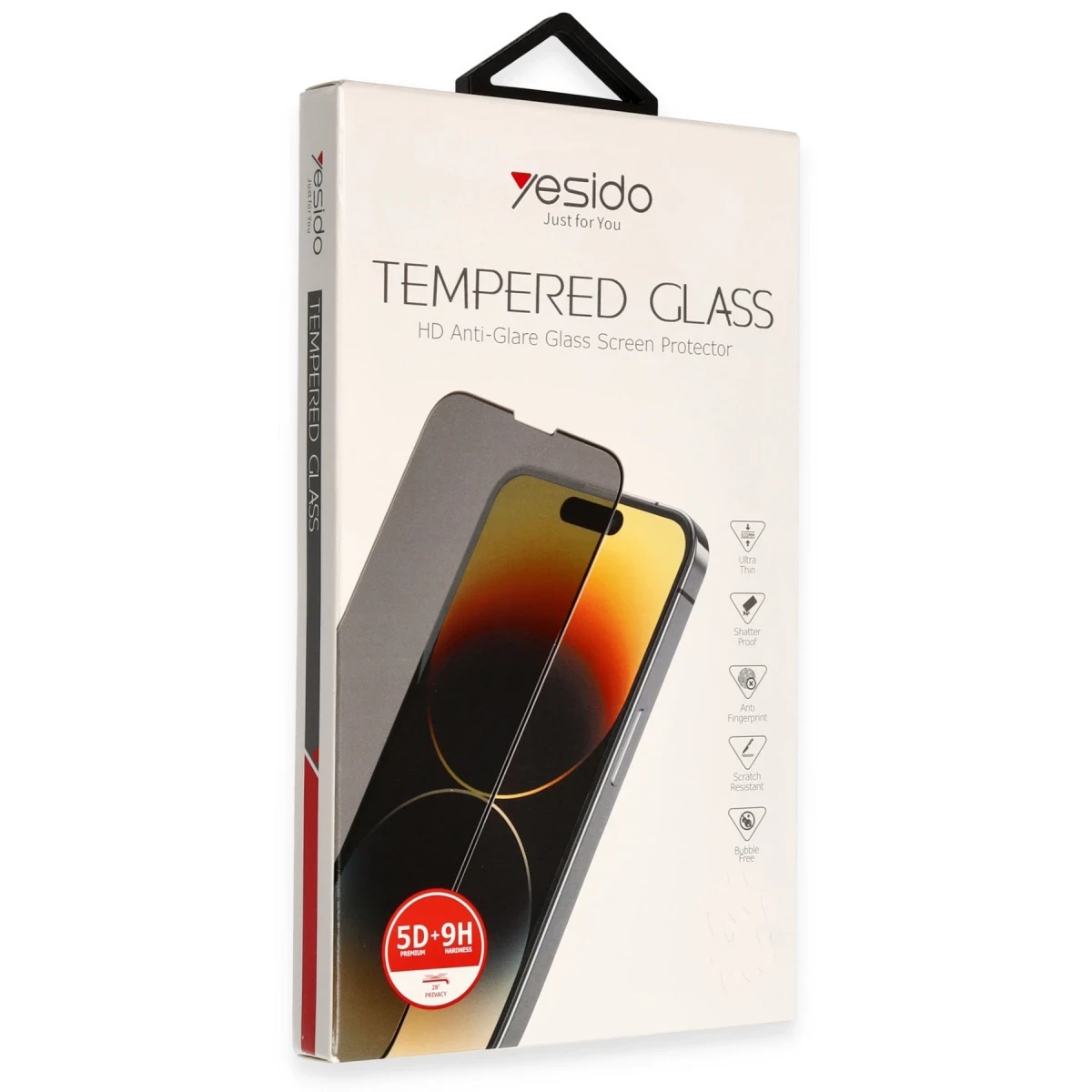 Yesido Apple iPhone 15 Plus TG13 5D Hayalet Cam Ekran Koruyucu - Siyah