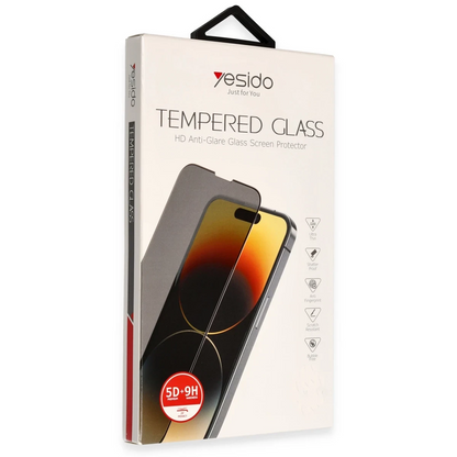 Yesido Apple iPhone 15 Pro Max TG13 5D Hayalet Cam Ekran Koruyucu - Siyah