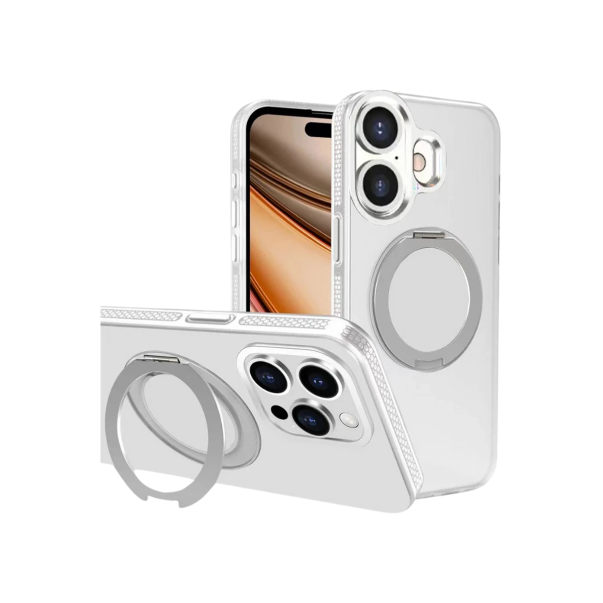 Yesido Apple iPhone 16 PC17 Roza Magsafe Standlı Kapak - Beyaz
