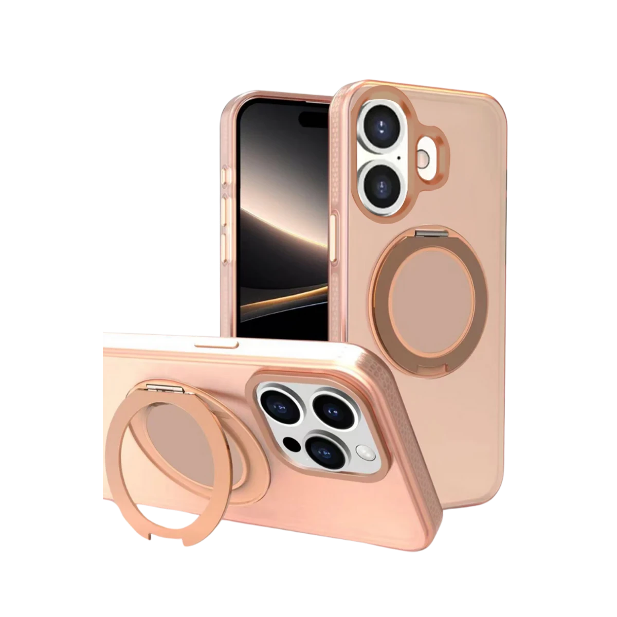 Yesido Apple iPhone 16 PC17 Roza Magsafe Standlı Kapak - Desert