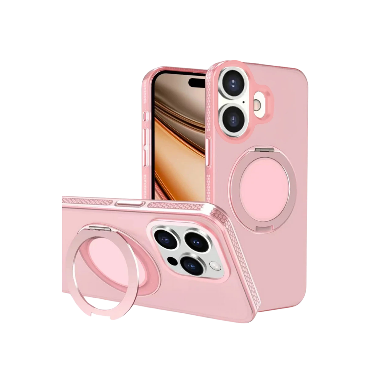 Yesido Apple iPhone 16 PC17 Roza Magsafe Standlı Kapak - Pembe