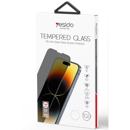 Yesido Apple iPhone 16 Pro Max TG13 5D Hayalet Cam Ekran Koruyucu - Siyah