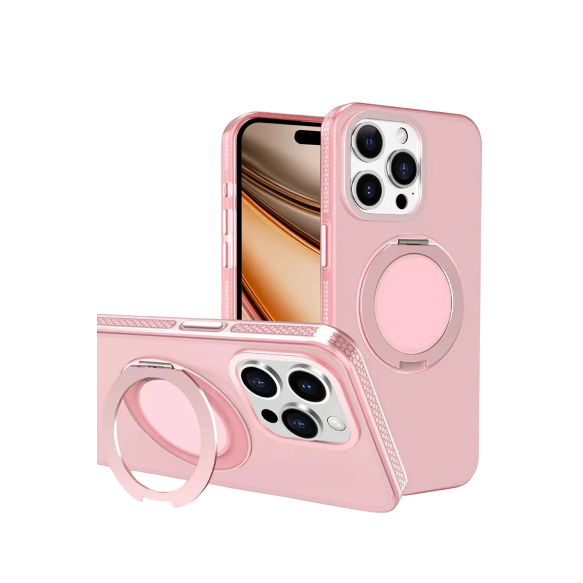 Yesido Apple iPhone 16 Pro PC17 Roza Magsafe Standlı Kapak - Pembe