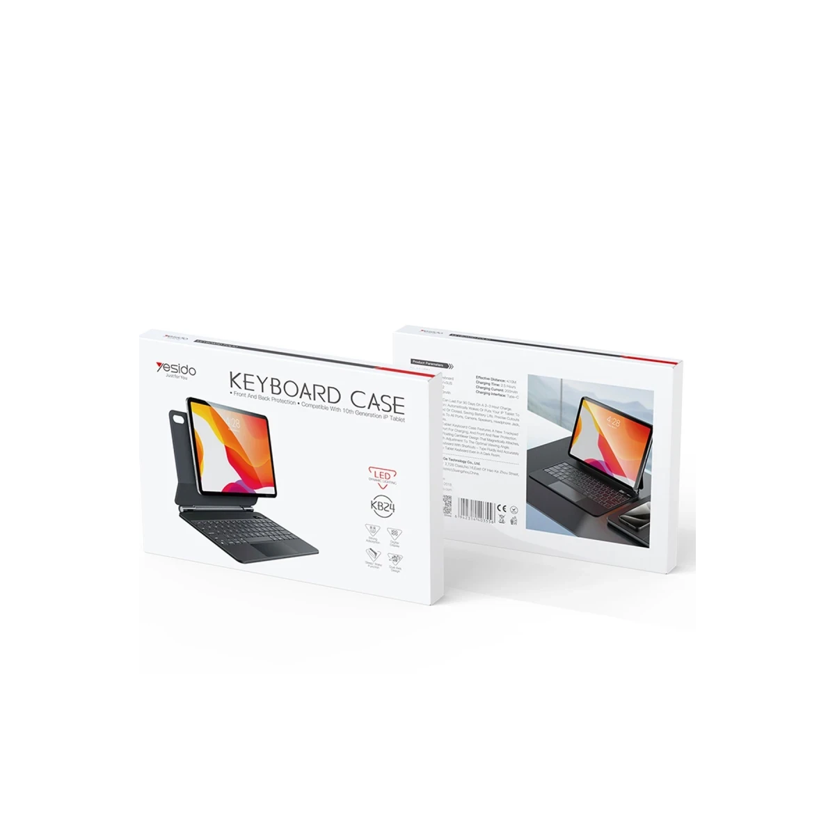 Yesido Apple KB24 iPad 2022 10.9 (10.nesil) Tecno Klavyeli Tablet Kılıfı - Siyah