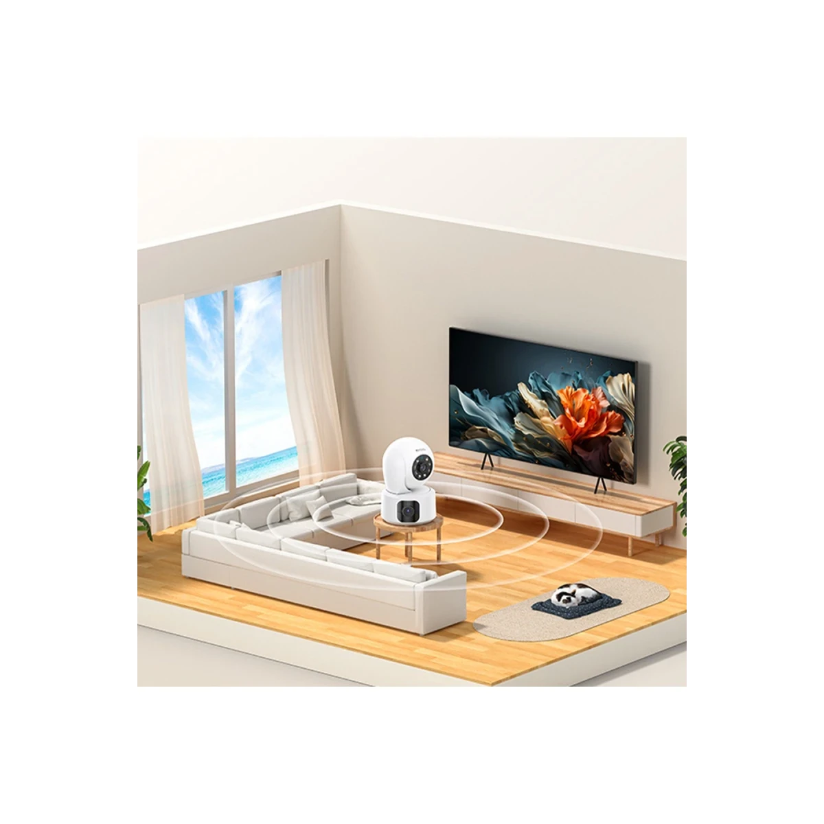 Yesido KM16 1080P 4MP Wifi 360 Gece Görüş Dual Kamera - Beyaz