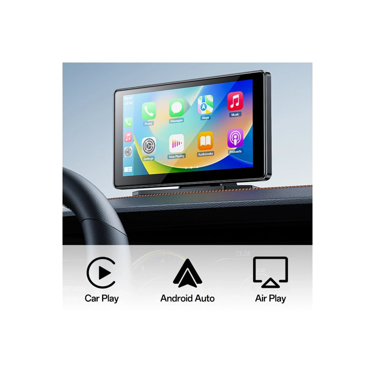 Yesido KM17 7inç BT 5.0 Wifi FM Aux AirPlay ve Android Auto Destekli CarPlay - Siyah