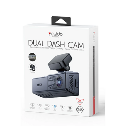 Yesido KM22 1080 Full HD Çift Kameralı Sony Sensörlü Gece Görüşlü G-Sensor Destekli Araç İçi Kayıt Cihazı – Siyah