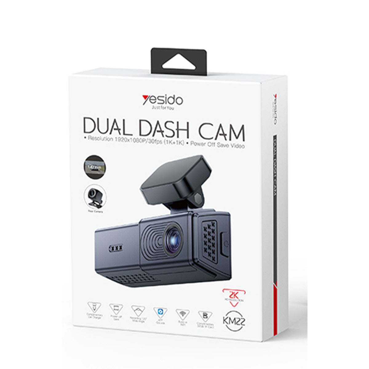 Yesido KM22 1080 Full HD Çift Kameralı Sony Sensörlü Gece Görüşlü G-Sensor Destekli Araç İçi Kayıt Cihazı – Siyah
