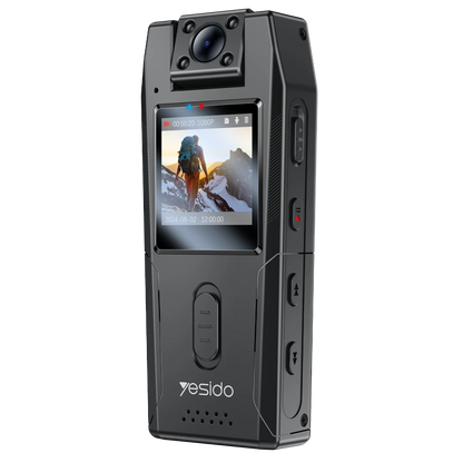 Yesido KM25 1.3inch Ekranlı 180 Derece Dönebilen 1080P Vücut Kamerası - Siyah