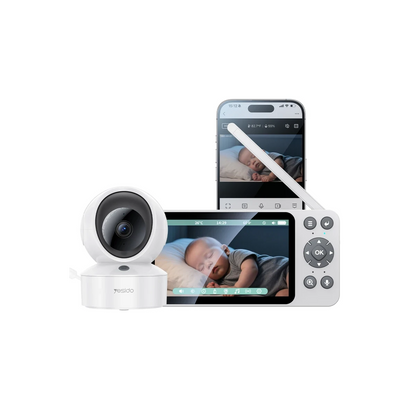 Yesido KM28 Ağlama Tespit ve Gece Görüş Özellikli 1080P Wifi Monitörlü Akıllı Bebek Takip Kamerası - Beyaz