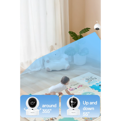 Yesido KM28 Ağlama Tespit ve Gece Görüş Özellikli 1080P Wifi Monitörlü Akıllı Bebek Takip Kamerası - Beyaz