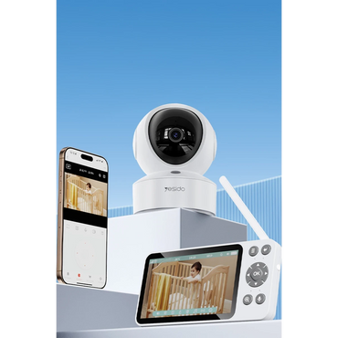 Yesido KM28 Ağlama Tespit ve Gece Görüş Özellikli 1080P Wifi Monitörlü Akıllı Bebek Takip Kamerası - Beyaz