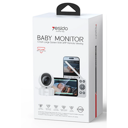 Yesido KM28 Ağlama Tespit ve Gece Görüş Özellikli 1080P Wifi Monitörlü Akıllı Bebek Takip Kamerası - Beyaz
