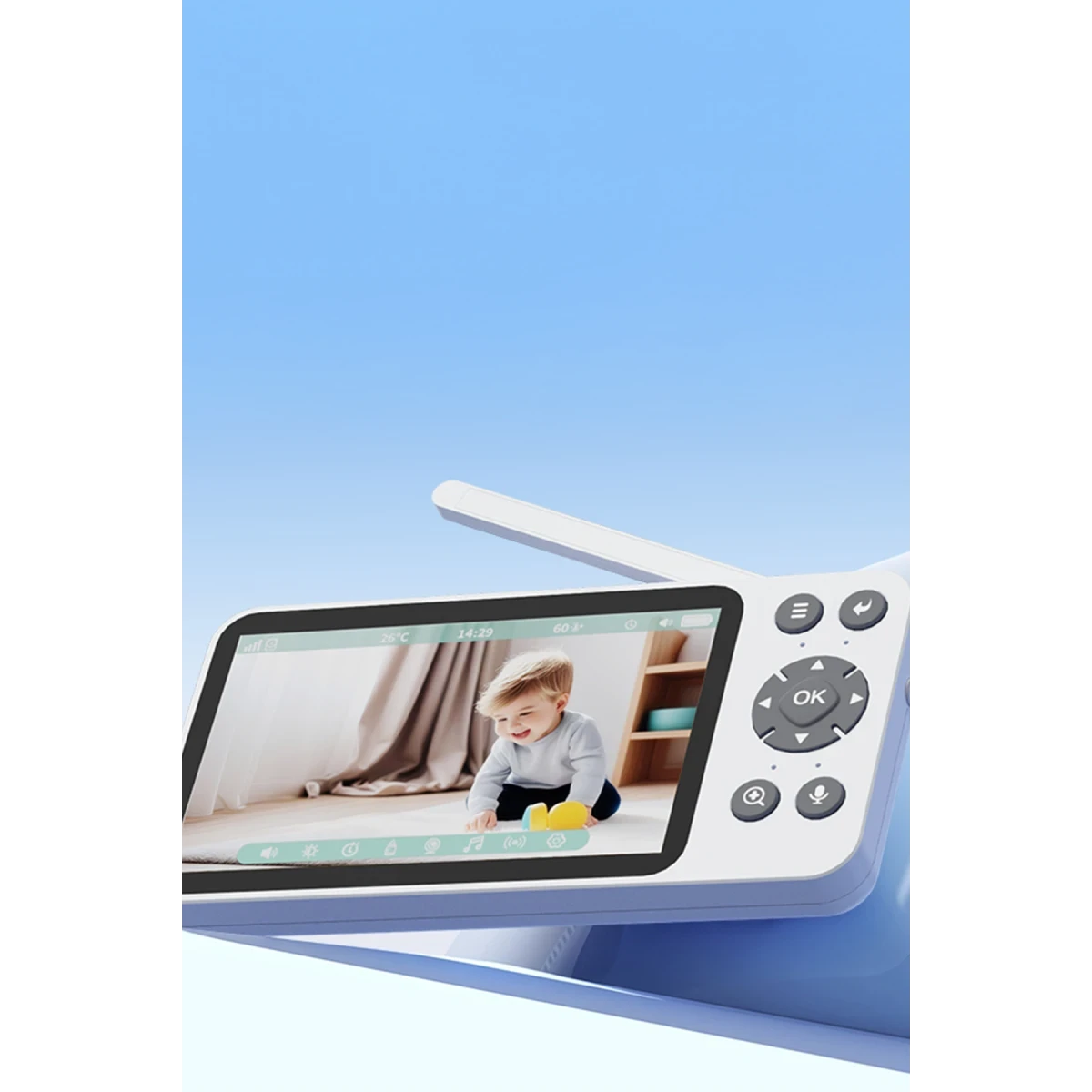 Yesido KM28 Ağlama Tespit ve Gece Görüş Özellikli 1080P Wifi Monitörlü Akıllı Bebek Takip Kamerası - Beyaz