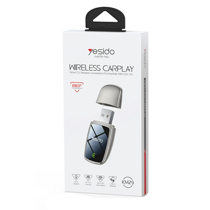 Yesido KM29 Wireless 2in1 Type-C ve USB Uyumlu Kablosuz CarPlay Adaptörü - Gold