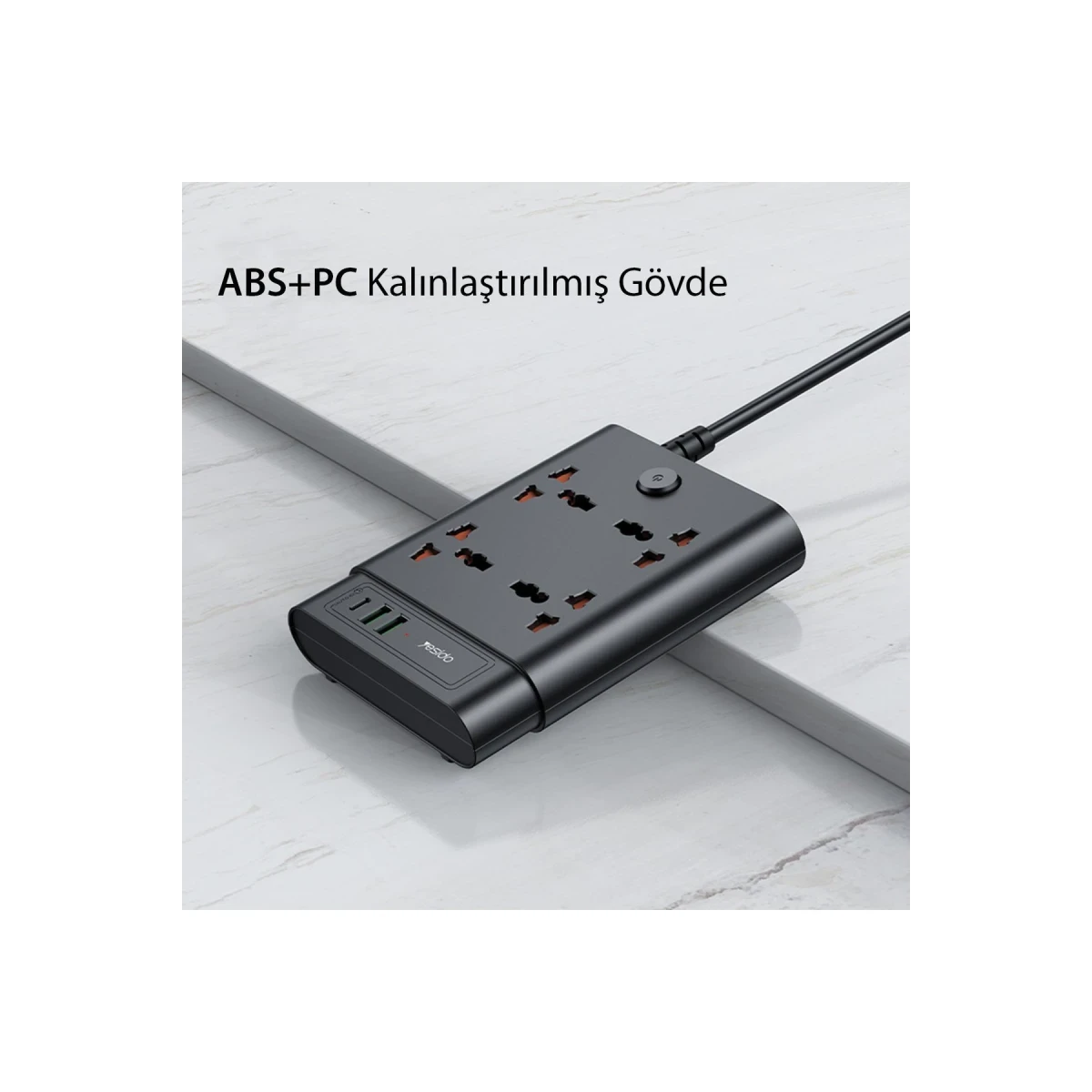 Yesido MC08 10in1 6 Adet Usb ve 4 Adet Priz Dönüştürücü 1.8M - Siyah