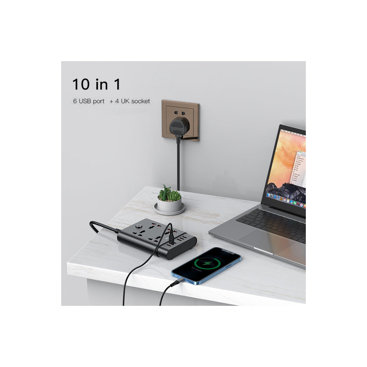 Yesido MC08 10in1 6 Adet Usb ve 4 Adet Priz Dönüştürücü 1.8M