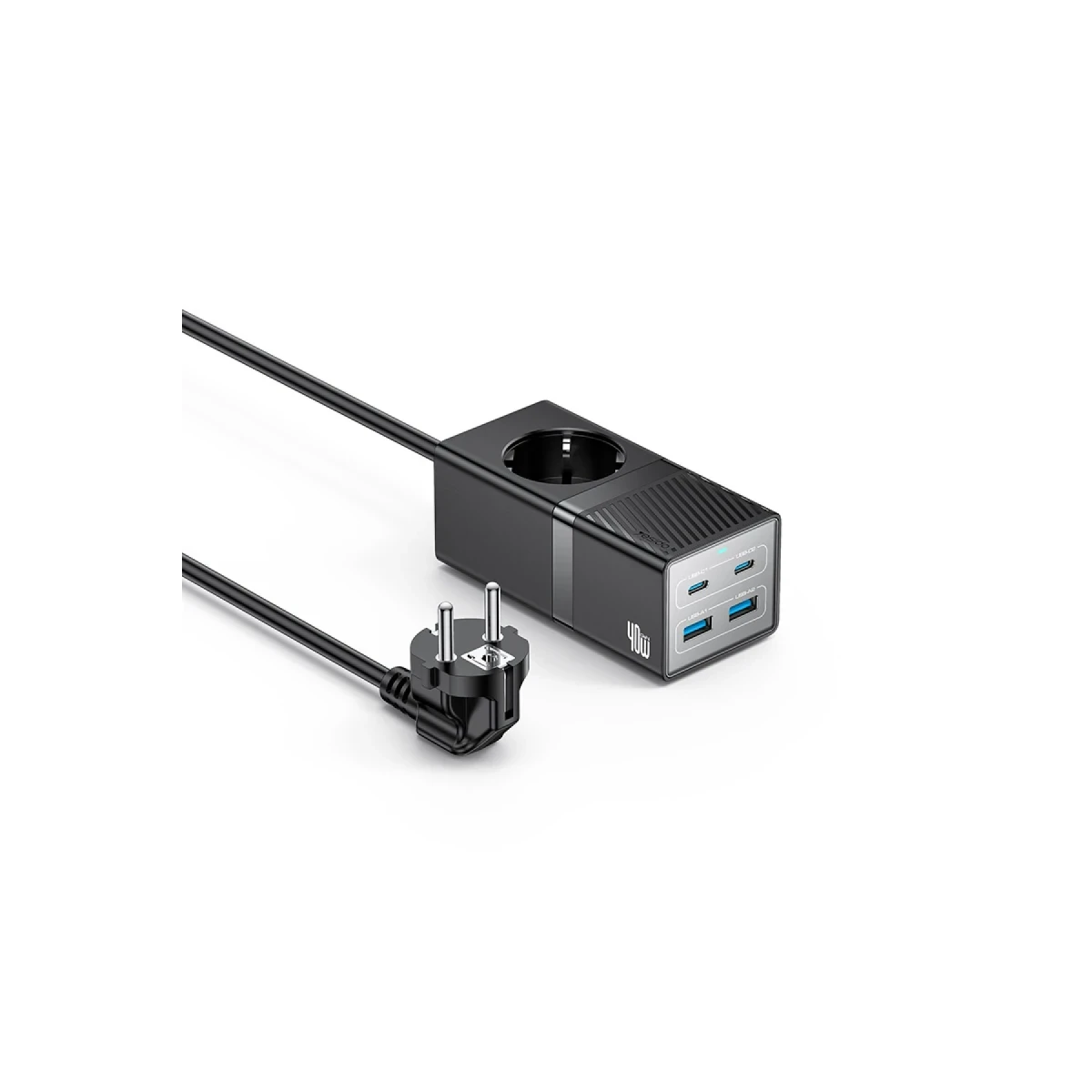 Yesido MC35 2500W 1.5M Ekstra 2 Adet 18W USB ve 2 Adet 20W Type-C Çıkışlı Priz Uzatıcı - Siyah