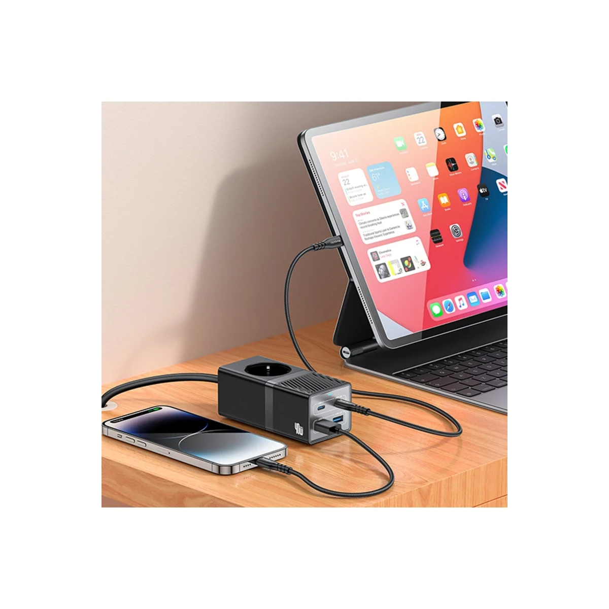 Yesido MC35 2500W 1.5M Ekstra 2 Adet 18W USB ve 2 Adet 20W Type-C Çıkışlı Priz Uzatıcı - Siyah