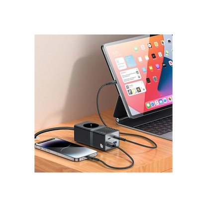 Yesido MC35 2500W 1.5M Ekstra 2 Adet 18W USB ve 2 Adet 20W Type-C Çıkışlı Priz Uzatıcı - Siyah