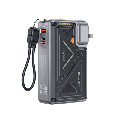 Yesido MH103 20.000 mAh 22.5W PD Hızlı Şarj ve 15W Kablosuz Şarj Destekli Priz Uçlu Powerbank