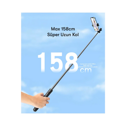 Yesido SF13 360 Derece Bluetooth Kontrollü 158cm Selfie Çubuğu - Siyah