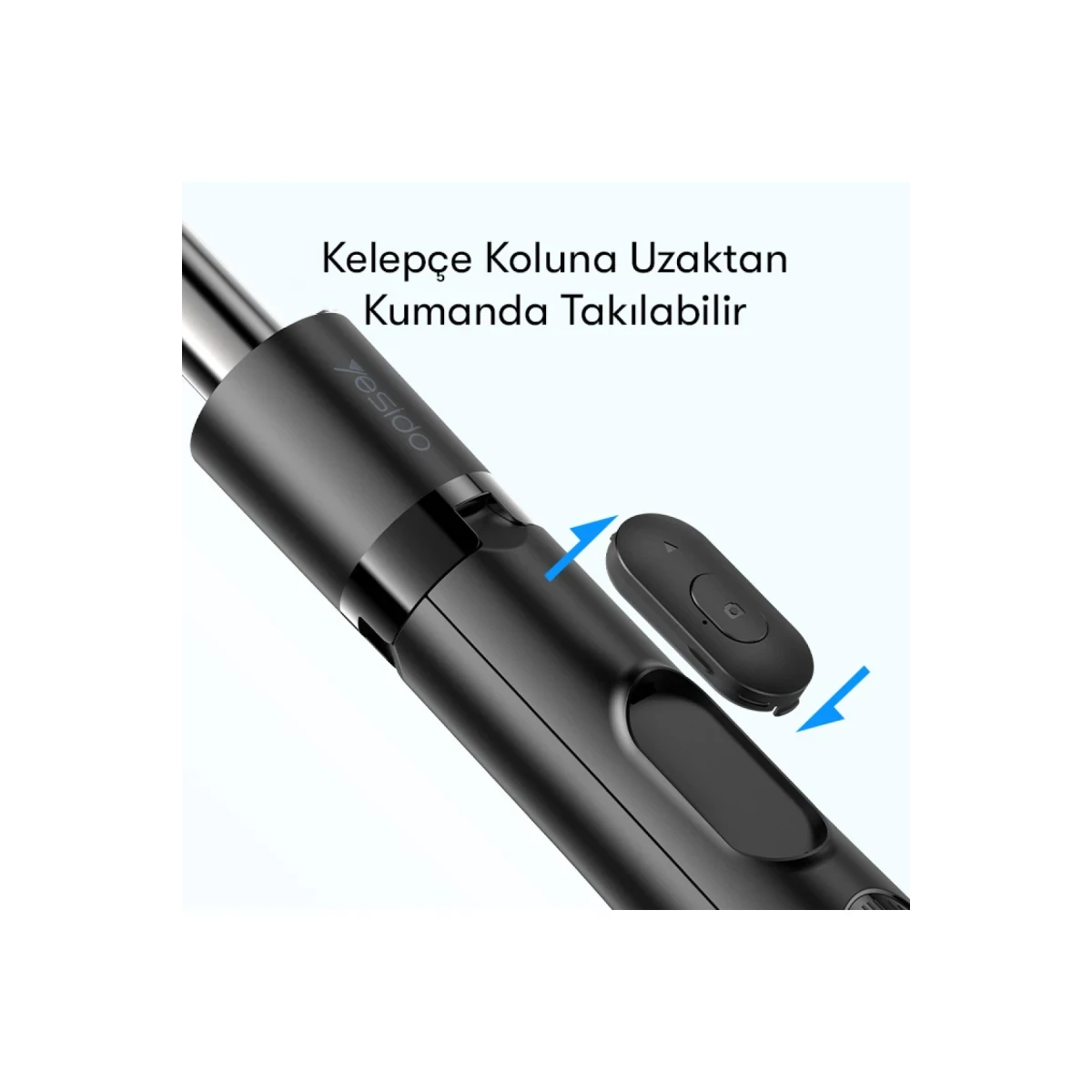 Yesido SF13 360 Derece Bluetooth Kontrollü 158cm Selfie Çubuğu - Siyah