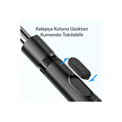 Yesido SF13 360 Derece Bluetooth Kontrollü 158cm Selfie Çubuğu - Siyah