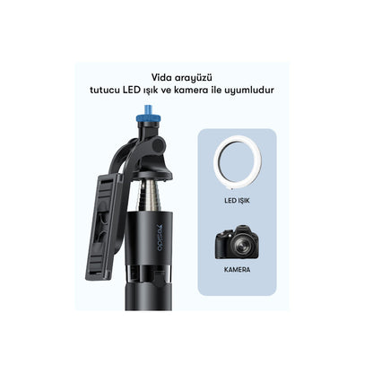 Yesido SF13 360 Derece Bluetooth Kontrollü 158cm Selfie Çubuğu
