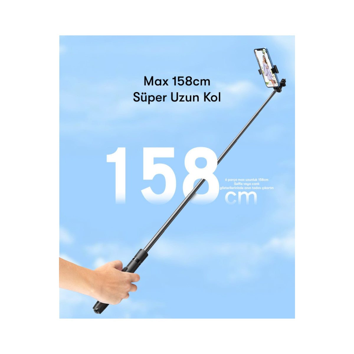 Yesido SF13 360 Derece Bluetooth Kontrollü 158cm Selfie Çubuğu