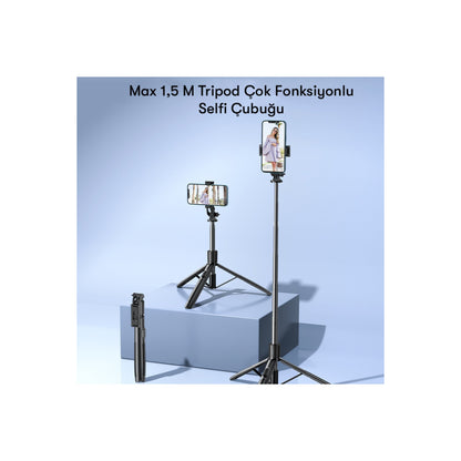 Yesido SF13 360 Derece Bluetooth Kontrollü 158cm Selfie Çubuğu