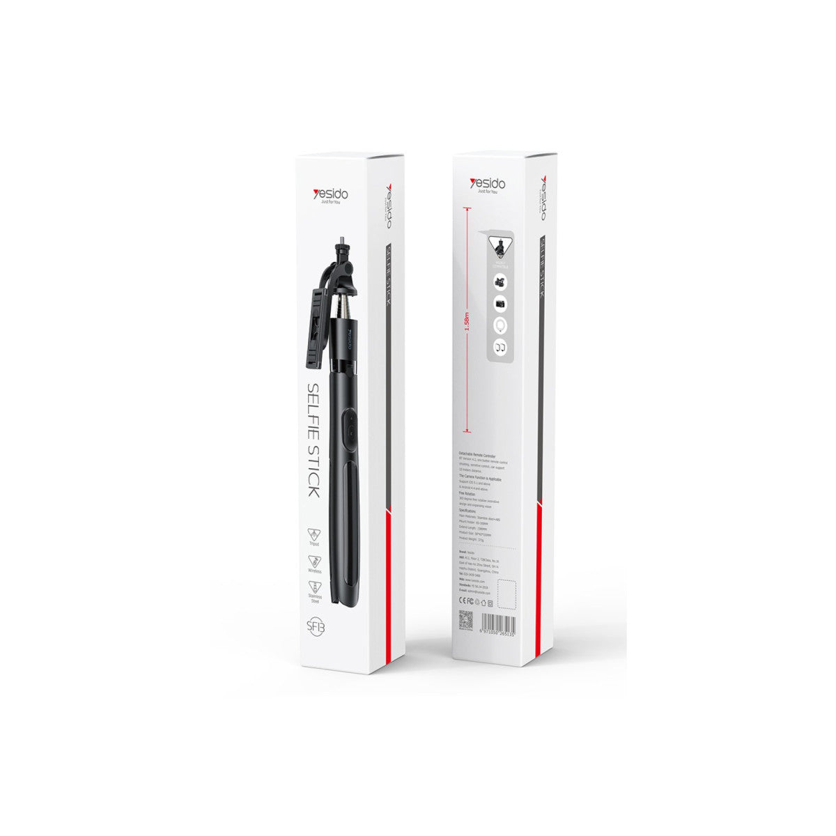 Yesido SF13 360 Derece Bluetooth Kontrollü 158cm Selfie Çubuğu