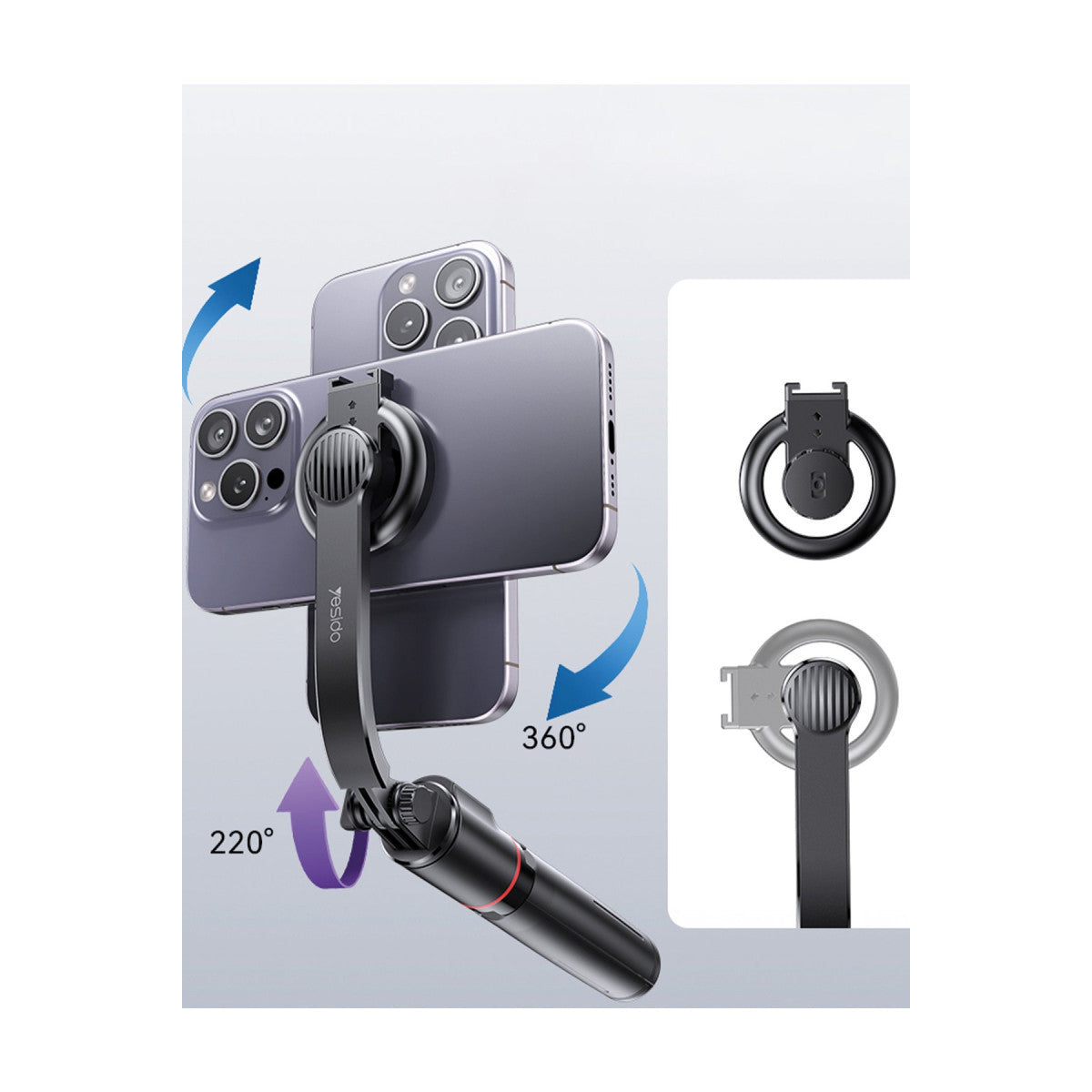 Yesido SF19 360 Derece Bluetooth 4.2 Kontrollü Magsafe Özellikli Selfie Gimbal