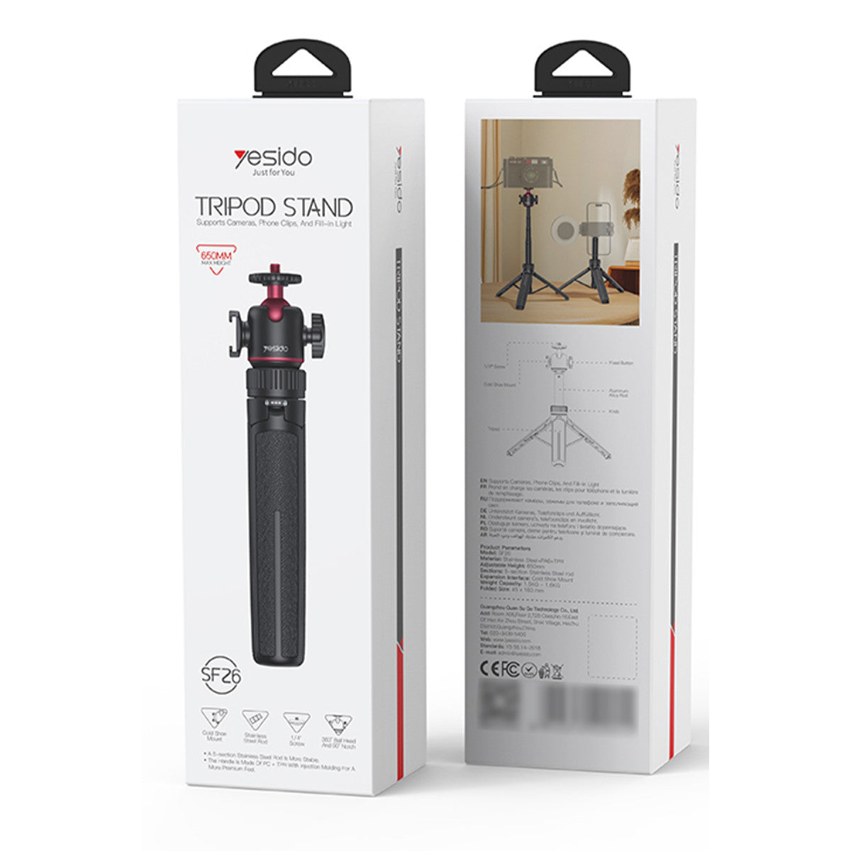 Yesido SF26 65cm 360 Derece Ayarlanabilir Canlı Yayın Tripod Telefon Tutucu