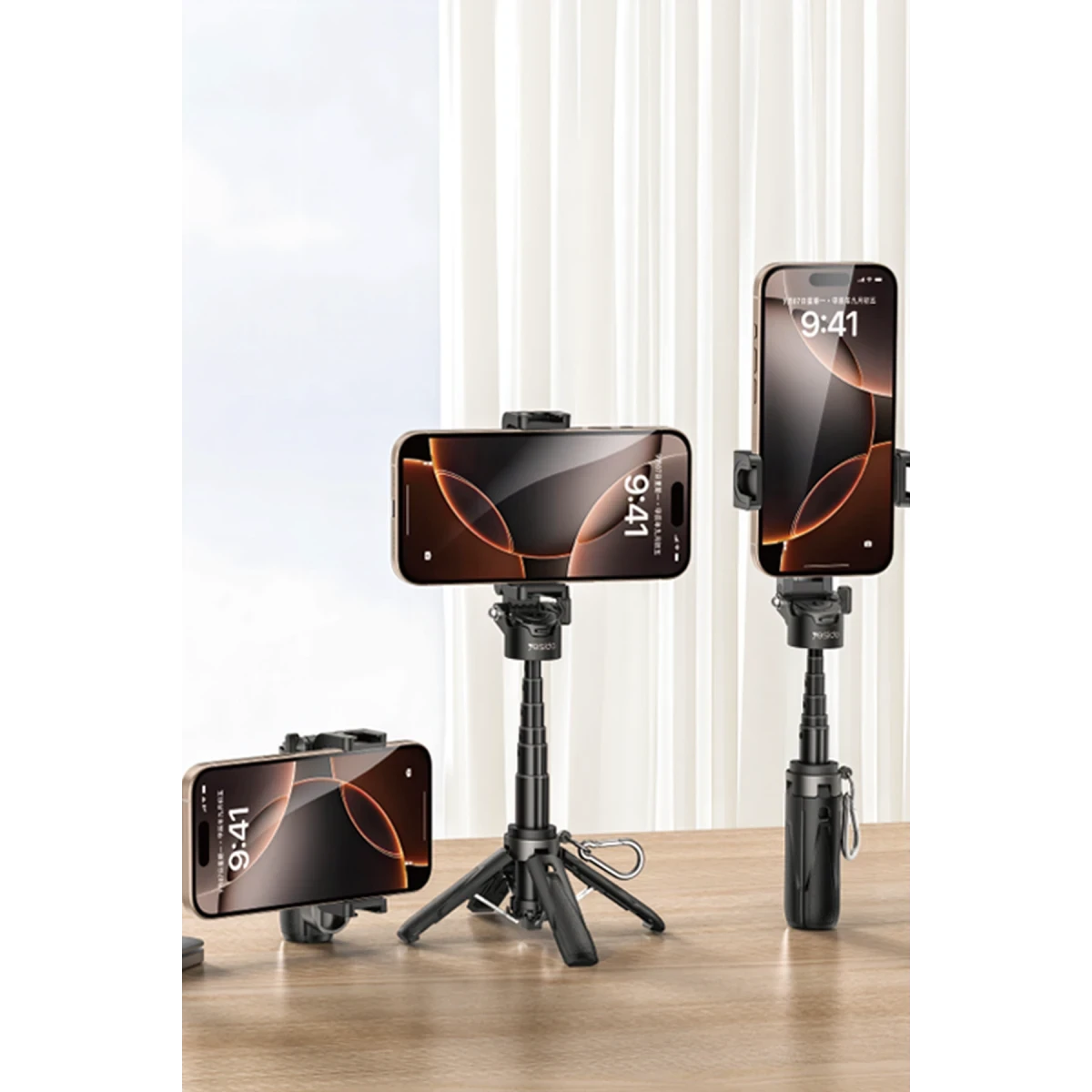 Yesido SF29 Ayarlanabilir BT 5.2 Tripod Özellikli Mini Selfie Çubuğu - Siyah
