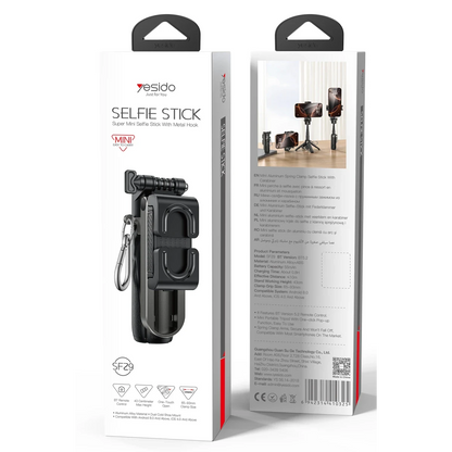 Yesido SF29 Ayarlanabilir BT 5.2 Tripod Özellikli Mini Selfie Çubuğu - Siyah