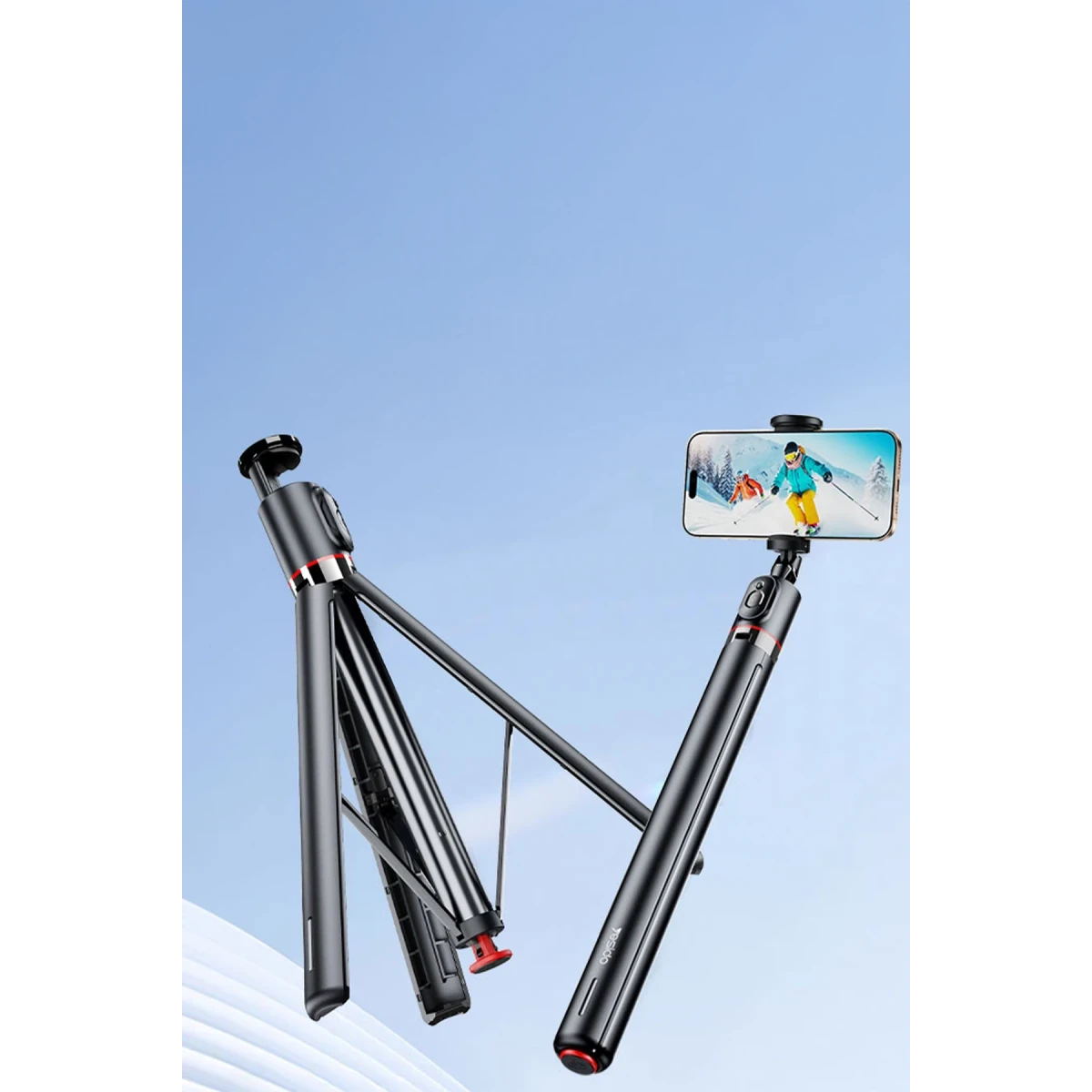 Yesido SF30 Düşmeye Karşı Mekanizmalı BT 5.2 Tripodlu Selfie Çubuğu - Siyah