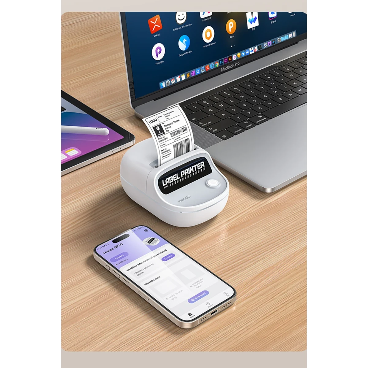 Yesido SP10 Bluetooth Destekli Taşınabilir Termal Etiket ve Barkod Yazıcı - Siyah