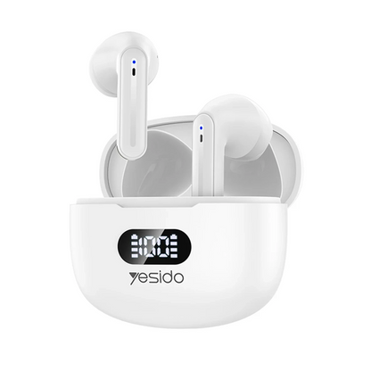 Yesido TWS19 Aktif Gürültü Engelleyici Özellikli Dijital Şarj Göstergeli BT 5.3 Kablosuz Airpods Kulaklık - Beyaz