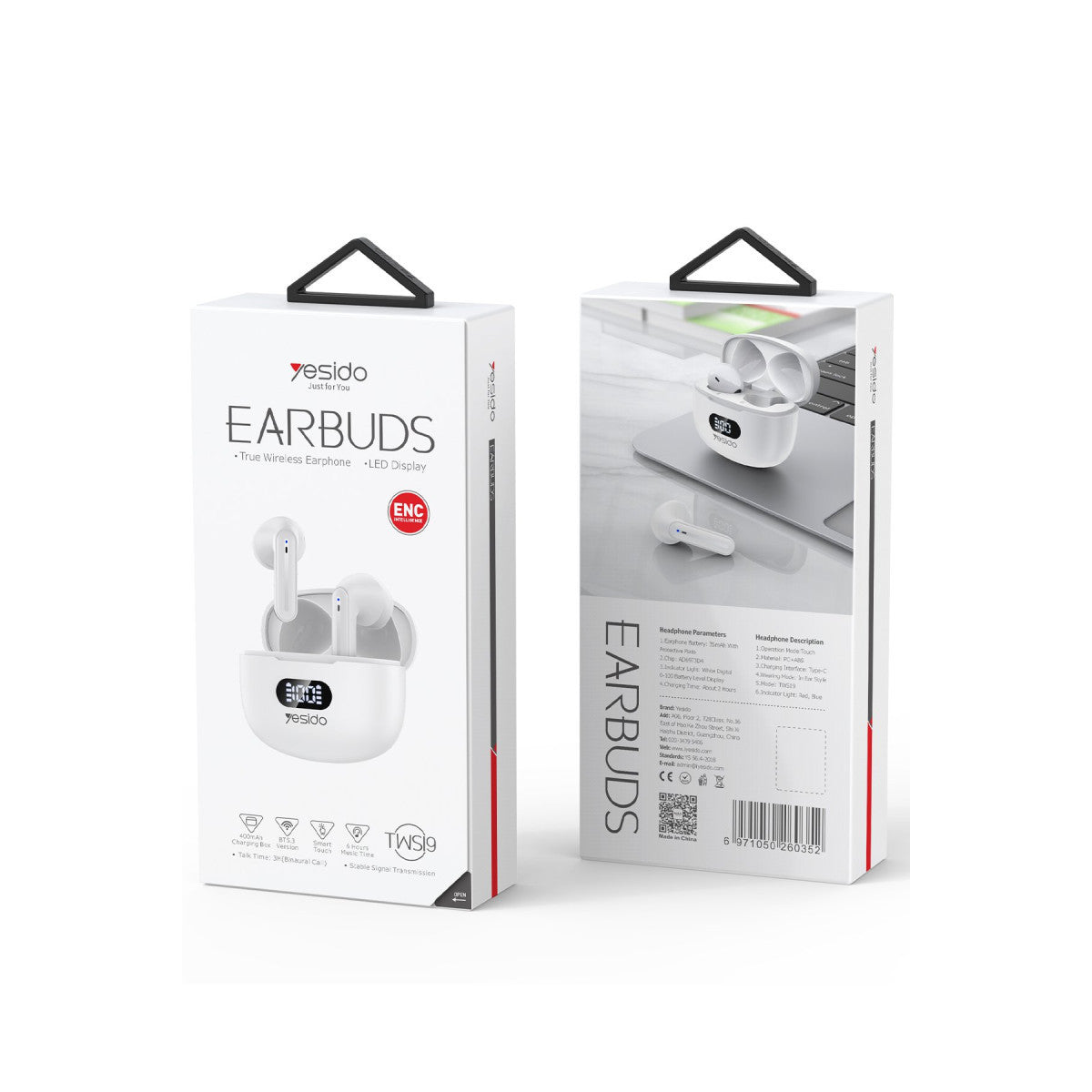 Yesido TWS19 Aktif Gürültü Engelleyici Özellikli Dijital Şarj Göstergeli BT 5.3 Kablosuz Airpods Kulaklık
